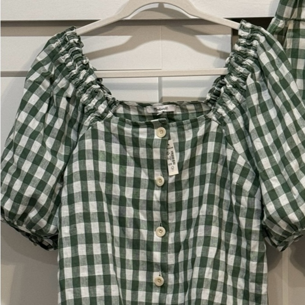 Madewell green and white gingham shirt. NWT.  Size XL.